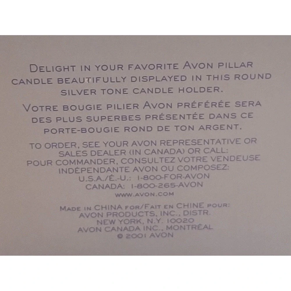 VTG NOS Avon Round Pillar Candle Holder 2001 Collectible Silver Tone w/ Box